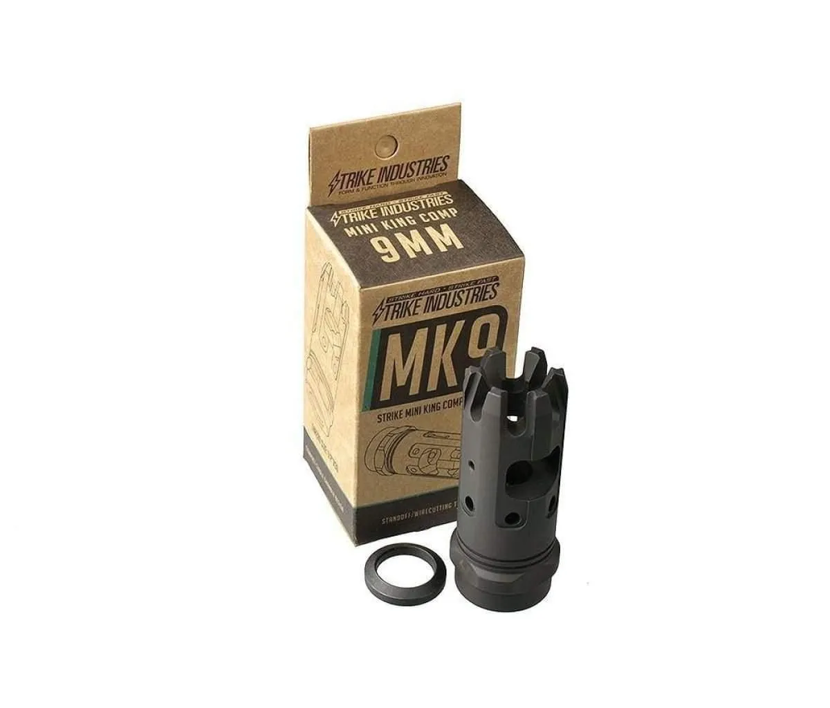 Strike Industries 9mm Mini King Comp - 1/2x28 - Muzzle Device for AR-15 - view 1