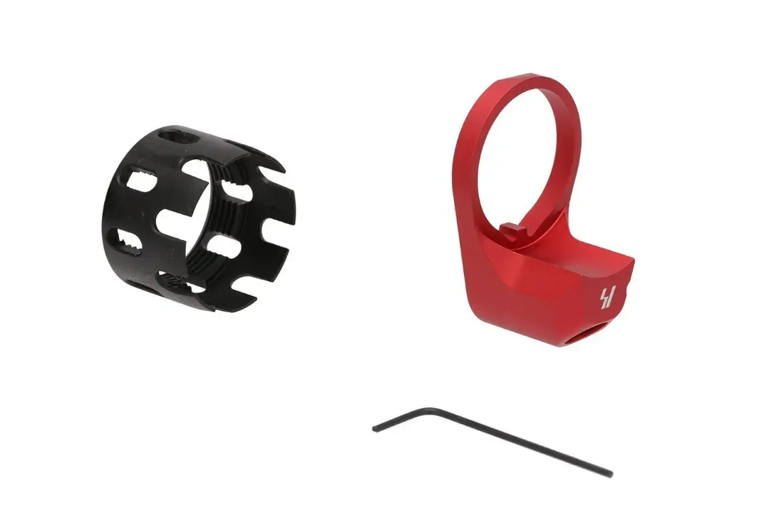 Strike Industries Ar Enhanced Castle Nut and Extended End Plate - Red - Castle Nut - view 1