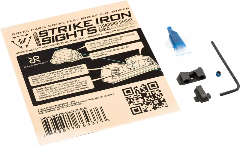 Strike Industries Iron Sight Front/Rear, Black - SI-P320-SIGHTS-STN - Iron Sights for AR-15, vista 1