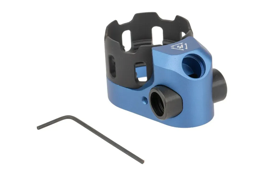 Strike Industries Tribus Enhanced Ar-15 Castle Nut and End Plate - Blue - Castle Nut - view 1