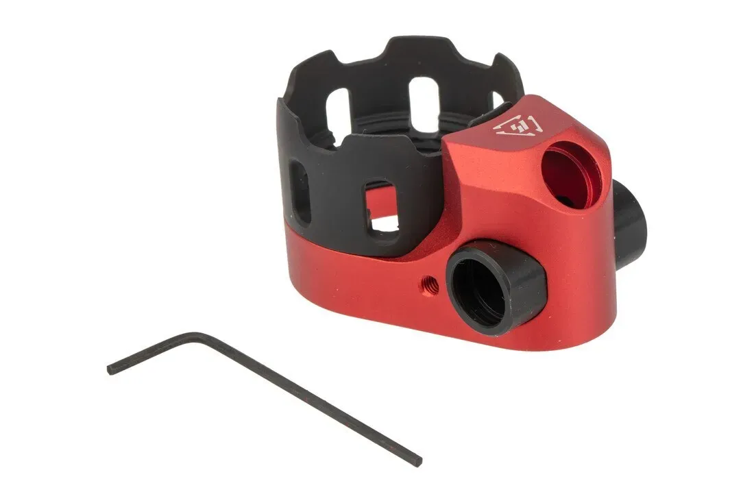 Strike Industries Tribus Enhanced Ar-15 Castle Nut and End Plate - Red - Castle Nut - view 1