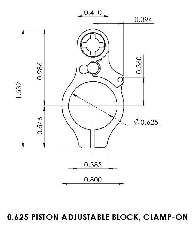 Superlative Arms .625 Adjustable Piston System - Mid Length Gas - Clamp On - Melonited - Gas Block for AR-15, vista 1