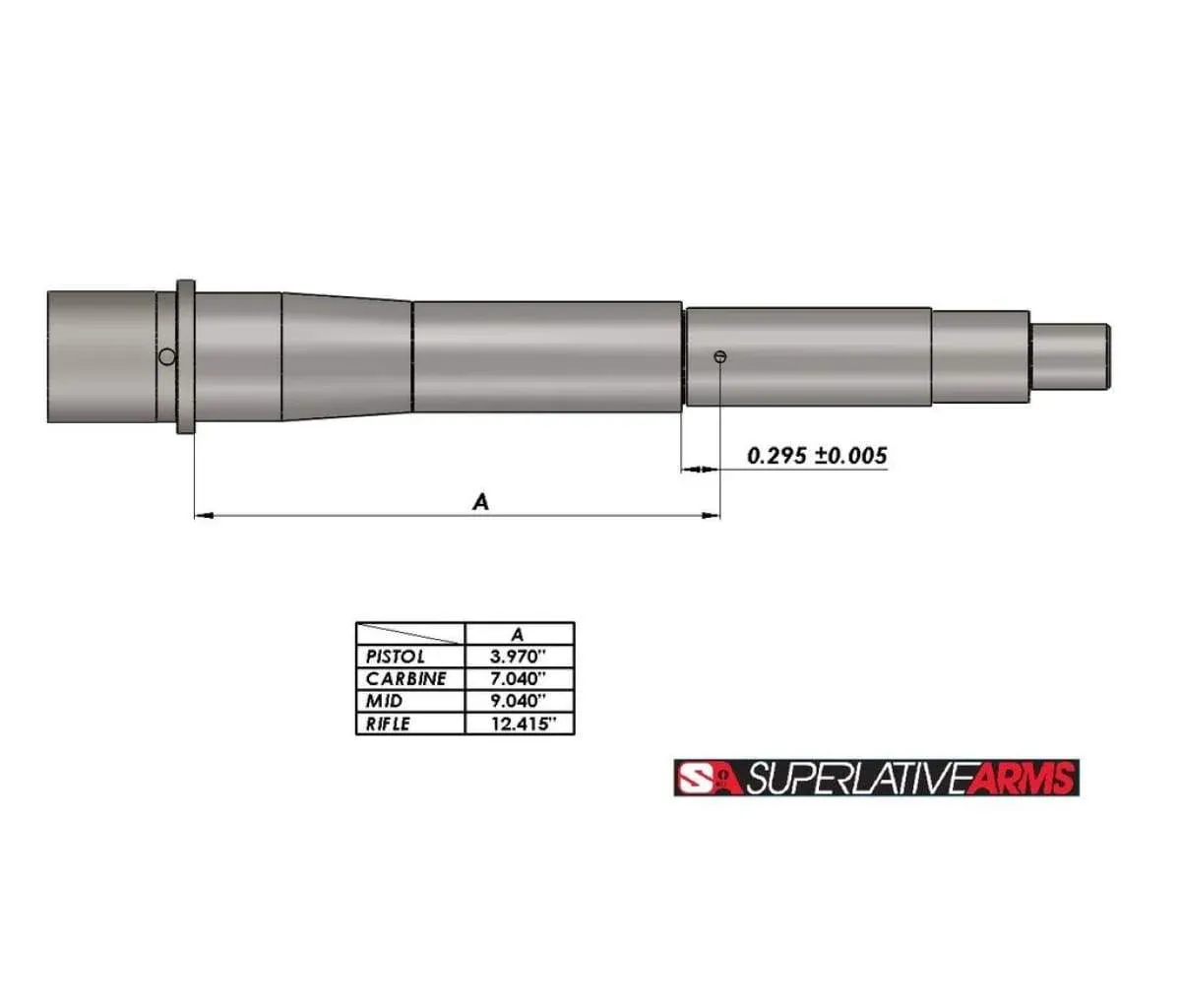 Superlative Arms .625 Adjustable Piston System - Mid Length Gas - Solid - Melonited - Gas Block for AR-15 - view 1