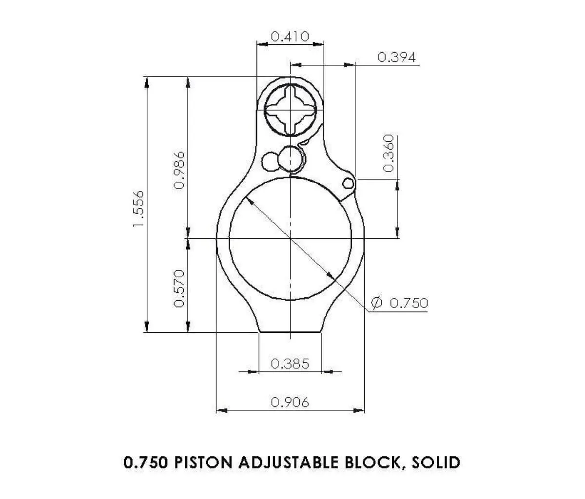 Superlative Arms .750 Adjustable Piston System - Rifle Length Gas - Solid - Melonited - Gas Block for AR-15, vista 2