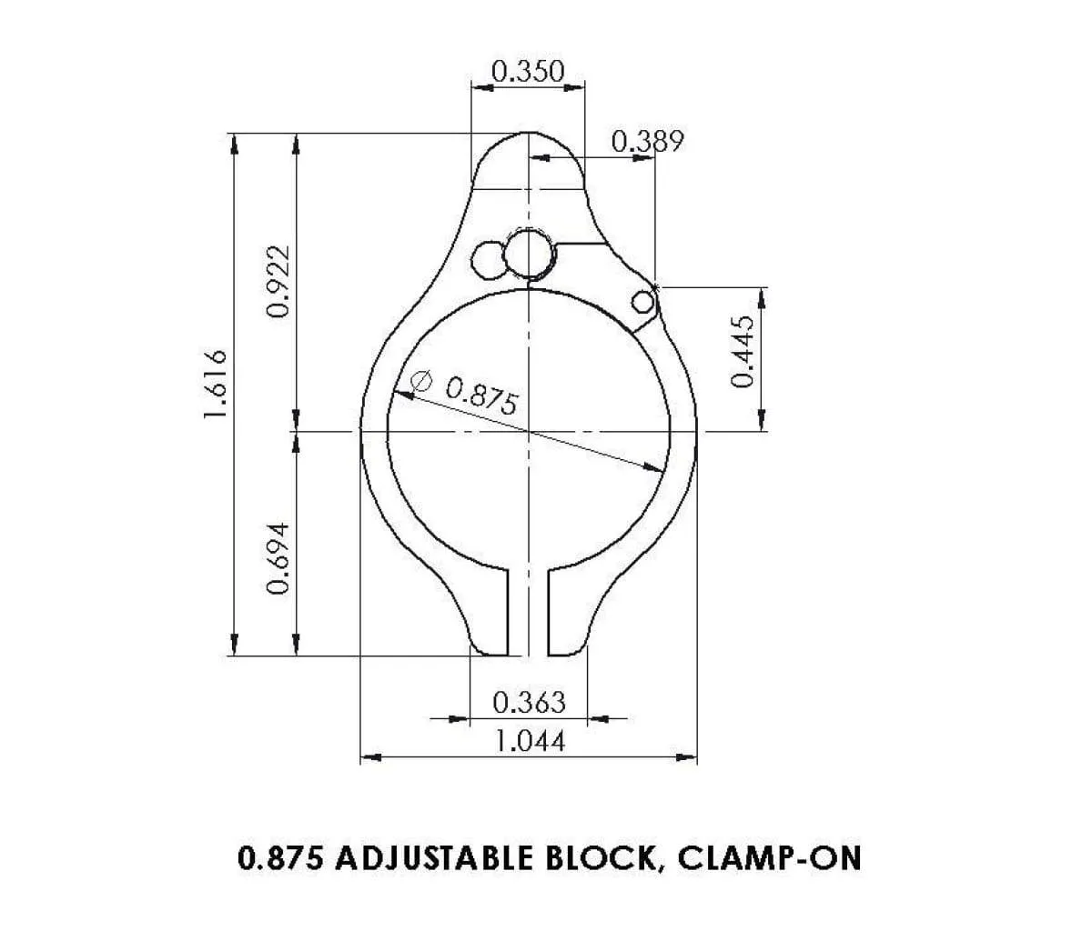 Superlative Arms .875 Adjustable Gas Block - Clamp On - Melonited - Gas Block for AR-15, vista 3