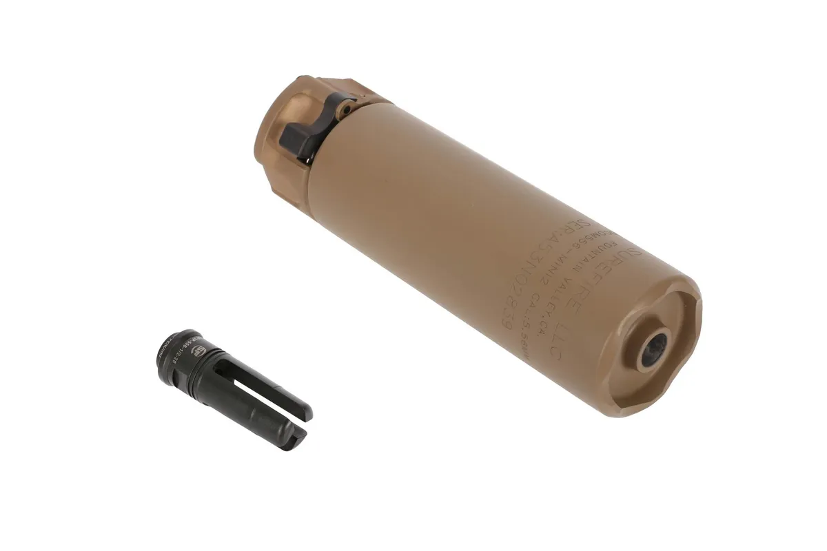 Surefire RC2 MINI 5.56 Suppressor with Surefire 3-Prong Flash Hider - Desert Earth - Suppressor - view 1