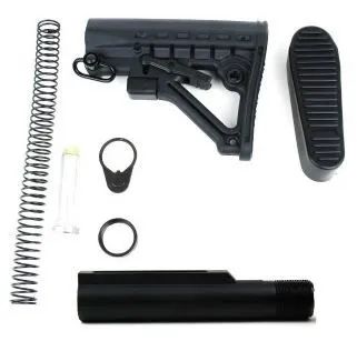 Tacfire AR15 Mil-Spec Buffer Tube Kit w/6 Position Stock & Buttpad Black - Buffer Tube Assembly for AR-15, vista 1