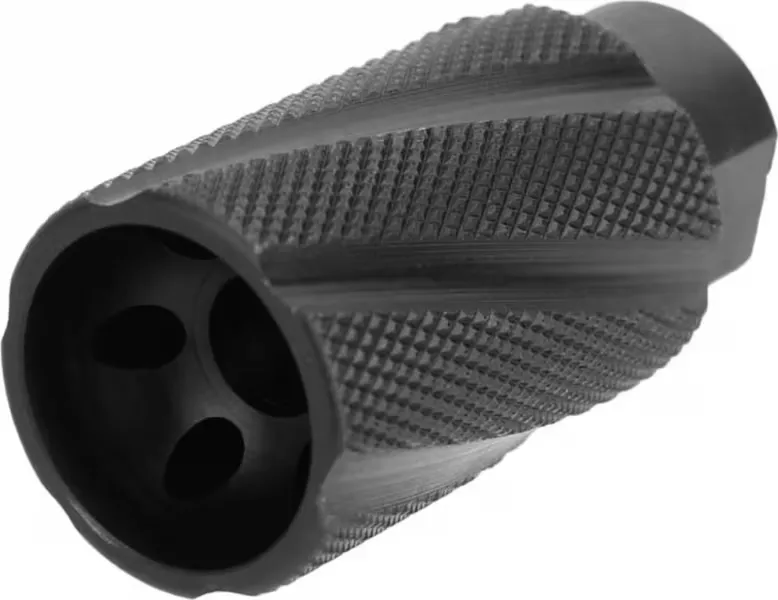 Tacfire Knurled Linear Compensator Sound & Concussion Forwarder - 14x1 LH Thread Pitch - Black Nitride - MZ2023 - Muzzle Device for AR-15 - view 1