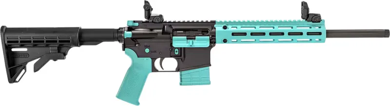 Tippmann Armory Tippmann Arms M4-22 LTE Accent A101203 Rifle 22 LR 16" Threaded Barrel 25 Rounds Semi-Auto AR Optics Ready Robin Egg Blue - Complete Rifle, vista 1