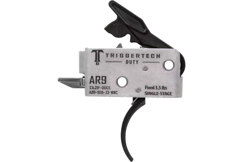 TriggerTech Duty, Curved Trigger, Single Stage, 3.5lb Pull, fits AR-9, Anodized Finish, Black - Trigger for AR-15, vista 1