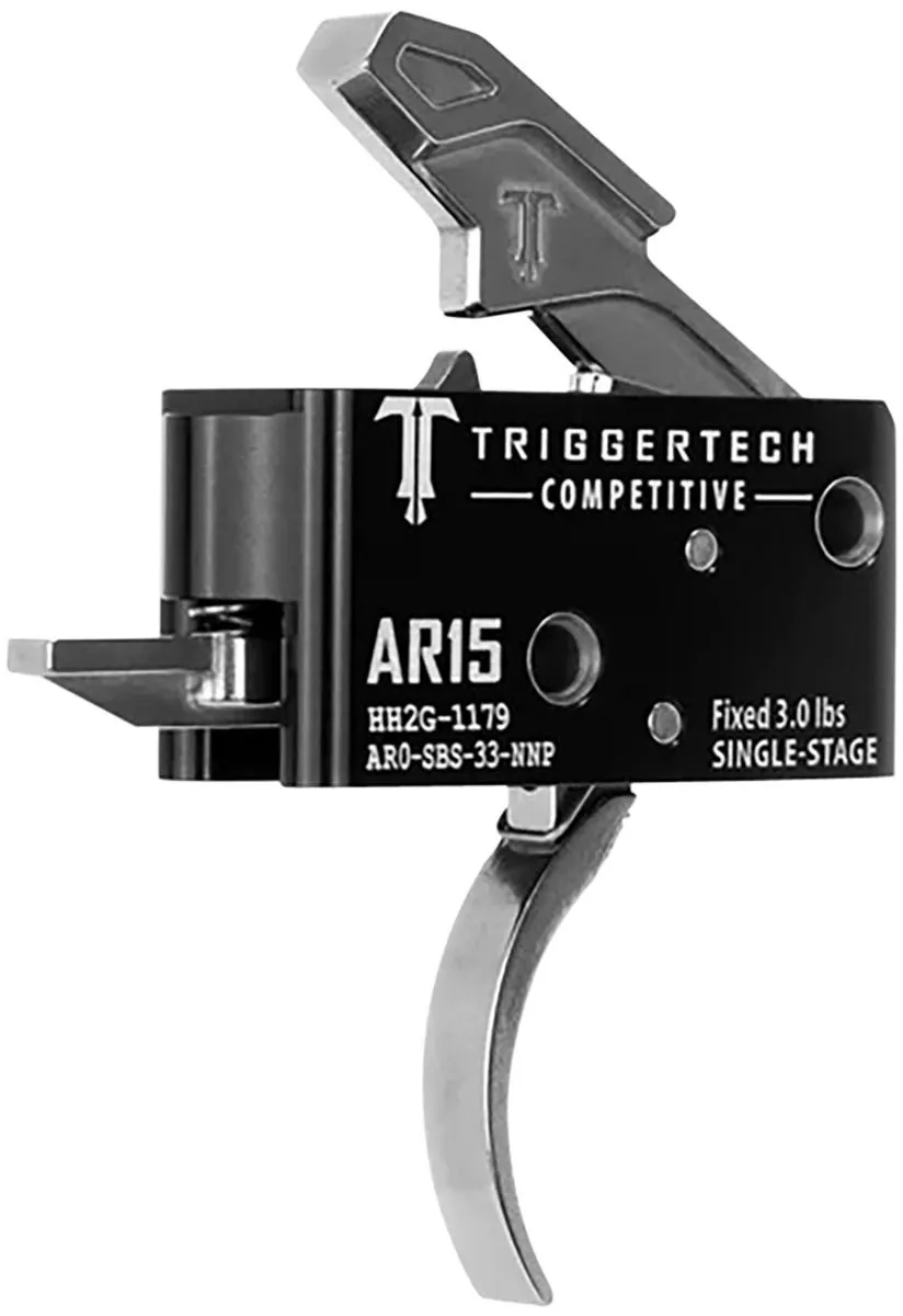 TriggerTech Competitive Stainless Pro Black / Stainless Curved Single-Stage 3 lbs Fixed - Trigger for AR-15 - view 3