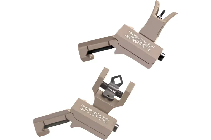 Troy Industries Troy BattleSights 45 Degree Offset Folding M4 Front & Di-Optic Rear Set Flat Dark Earth - SSIG-45S-MDFT-00 - Iron Sights for AR-15 - view 1