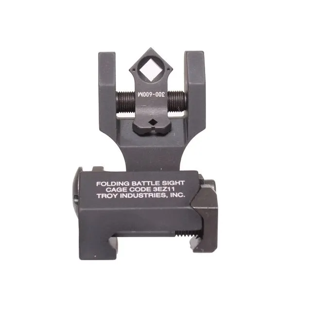 Troy Industries Rear Folding BattleSight With Di-Optic Apertures - Tritium - Black - Rear Sight for AR-15, vista 1