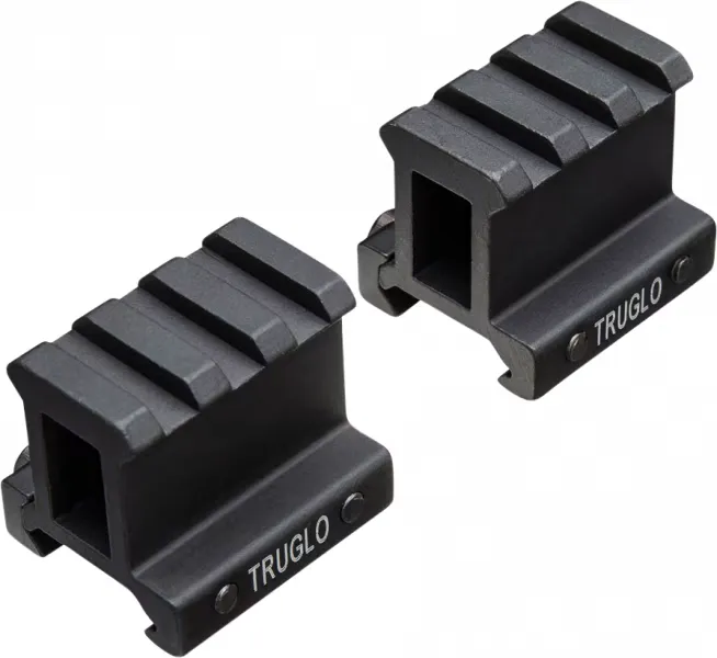 TruGlo 1" Picatinny Rail 2-Piece Riser Mount, Anodized Matte Black - TG8992B - Optic Mount - view 2