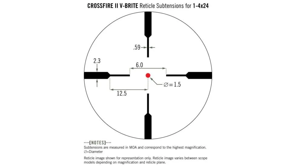Vortex Optics Crossfire II 1-4x24mm Riflescope - Illuminated V-Brite MOA Reticle - Rifle Scope, vista 3