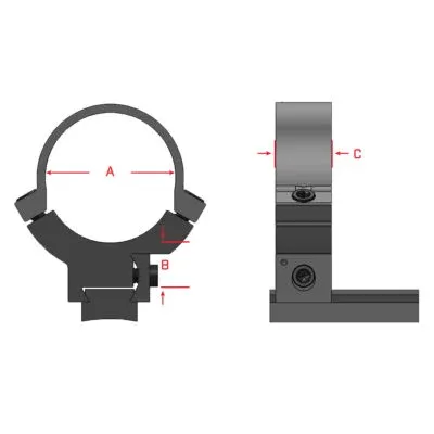 Warne 7.3 Series Permanent Ring 1" Medium Rimfire Rings Matte Finish - Optic Mount, vista 1