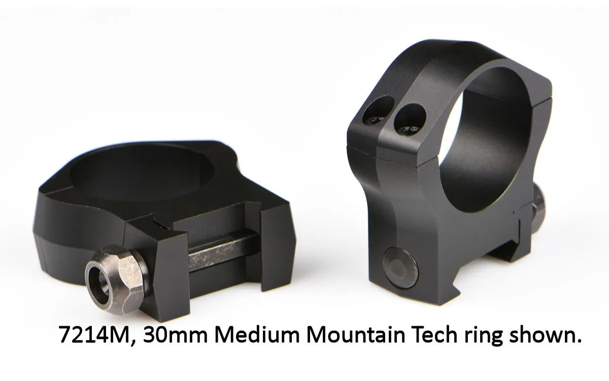 Warne Mountain Tech Ring Set 30mm, Black Hardcoat Anodized - 7214M - Optic Mount - view 1