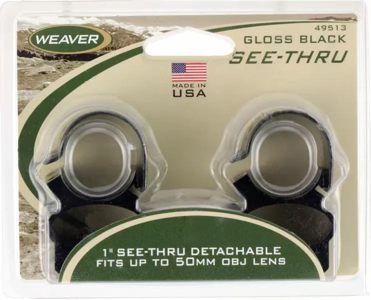 Weaver 1" Aluminum 2-Piece See-Thru Detachable Scope Ring, Black - 49513 - Optic Mount - view 2