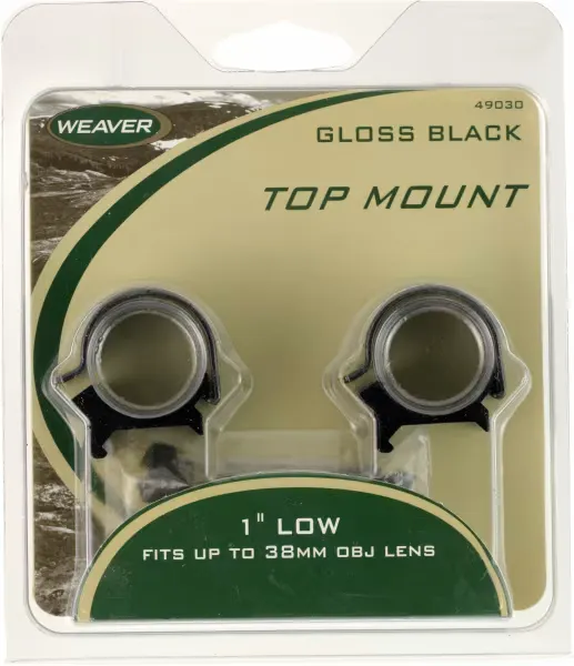 Weaver 30mm Low Steel Strap Aluminum Saddle Detachable Top Mount 2-Piece Scope Ring, Matte Black - 49121 - Optic Mount - view 2