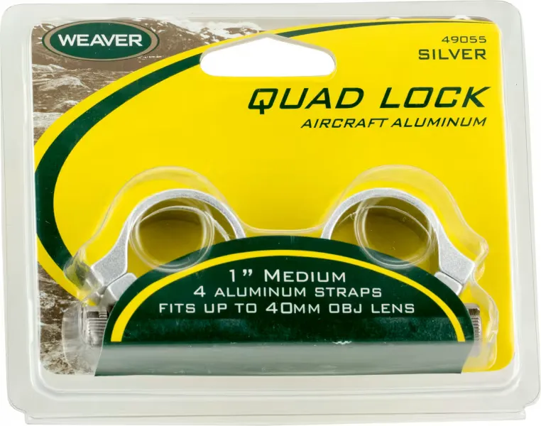 Weaver Quad Lock 1" High Rings, Silver 49056 - Optic Mount - view 2