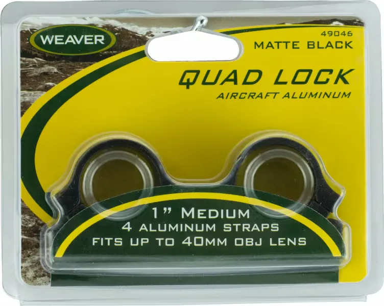 Weaver Quad Lock Medium Height Detachable 1" Scope Rings, Black - 49046 - Optic Mount - view 2