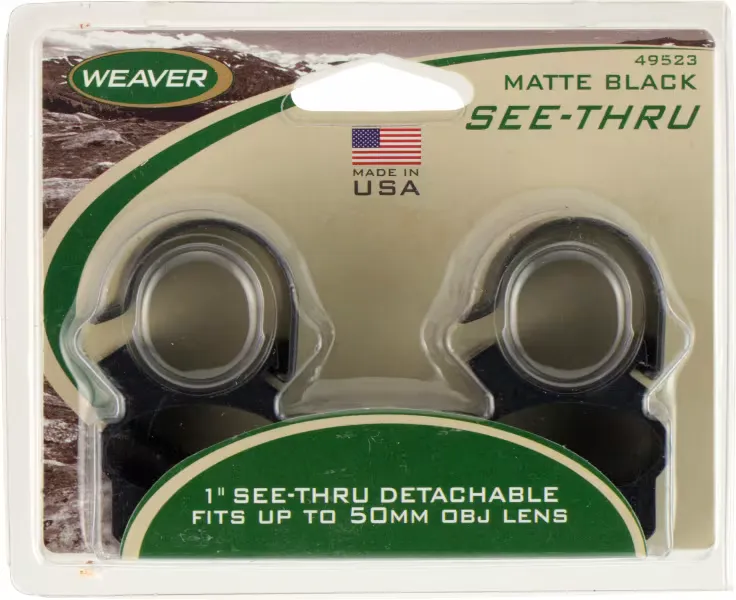 Weaver See-Thru 1" Medium Steel Strap Aluminum Saddle Detachable Scope Ring, Matte Black - 49523 - Optic Mount - view 2