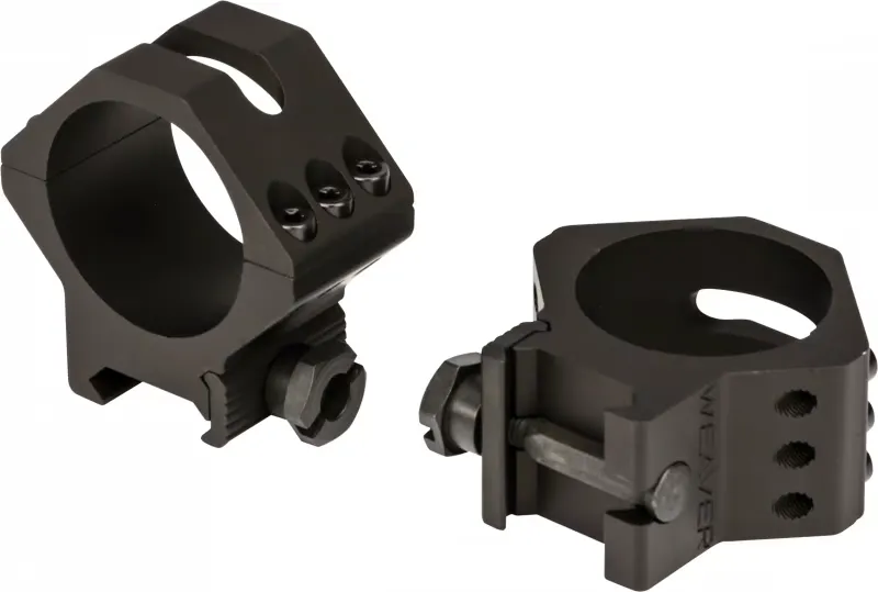 Weaver Tactical Precision 34mm Low 7075 T6 Aluminum 2-Piece 6-Hole Quick Detach Picatinny Ring, Anodized Black - 99682 - Optic Mount - view 2