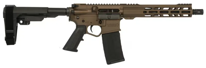Wise Arms WA-15B 10.5" 300 AAC Blackout Semi-Auto Pistol, SBA3, 30+1, Midnight Bronze, Billet, Optics-Ready - Complete Rifle, vista 1