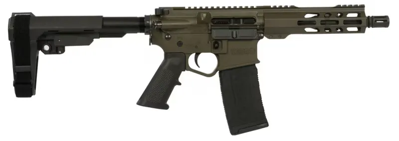 Wise Arms WA-15B 7.5-556-SBA3-ODG Semi-Auto Pistol, 5.56 NATO, 7.5" Barrel, 30+1, Billet Aluminum, ODG Cerakote, SBA3 Brace, Threaded Barrel. - Complete Rifle - view 1