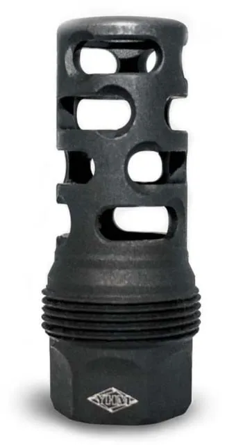 Yankee Hill Machine sRx Short Muzzle Brake - 11/16"-24 tpi, Black Power - YHM-4445-MB-24B - Muzzle Device for AR-15, vista 1