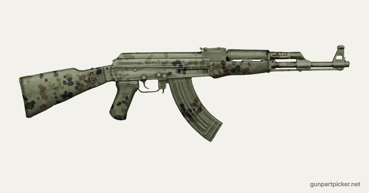 Puntos flecktarn en aerosol para AK-47, pintado con colores de camuflaje Krylon