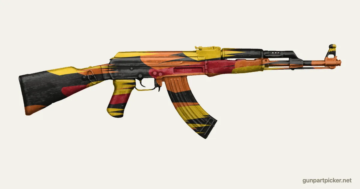 Hot Rod Flames en aerosol para AK-47, camuflaje de Custom shop, pintado con colores de camuflaje Krylon