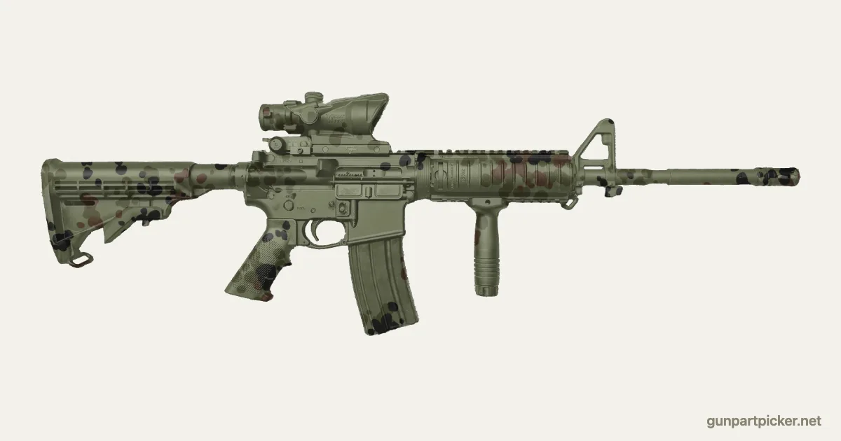 Puntos flecktarn en aerosol para AR-15, pintado con colores de camuflaje Krylon