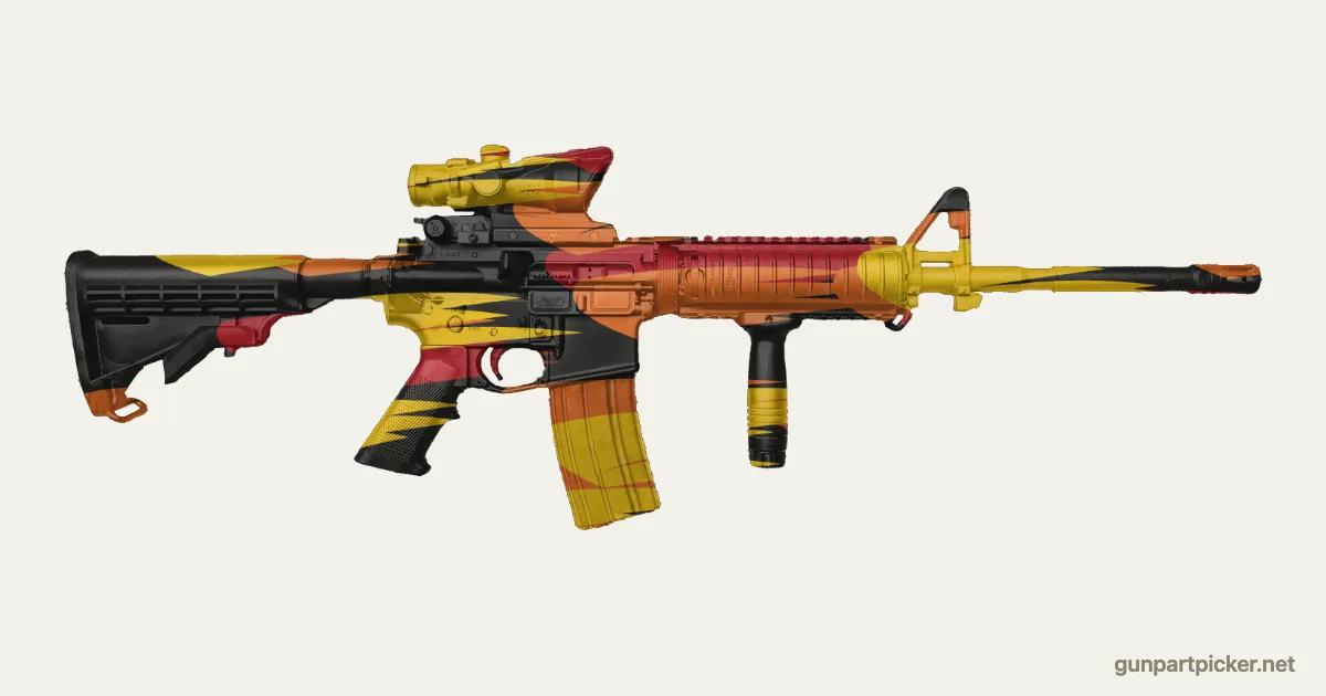 Hot Rod Flames en aerosol para AR-15, camuflaje de Custom shop, pintado con colores de camuflaje Krylon