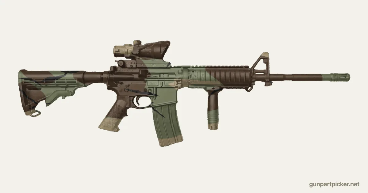 Boscoso M81 en aerosol para AR-15, pintado con colores de camuflaje Krylon