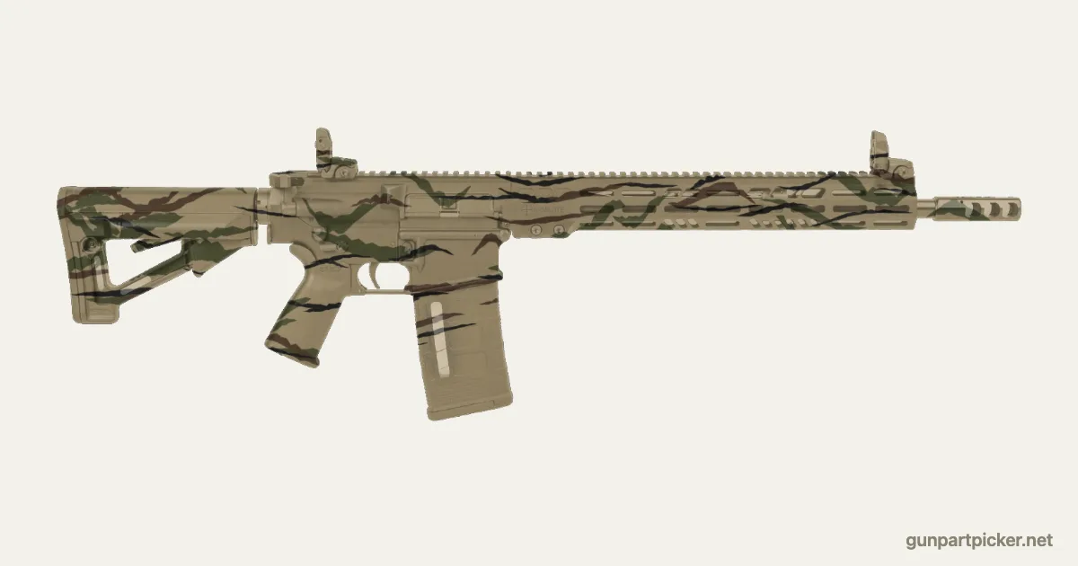 Rattle can Tiger Stripe AR-10 Tactical paint job, painted in Krylon camo colors