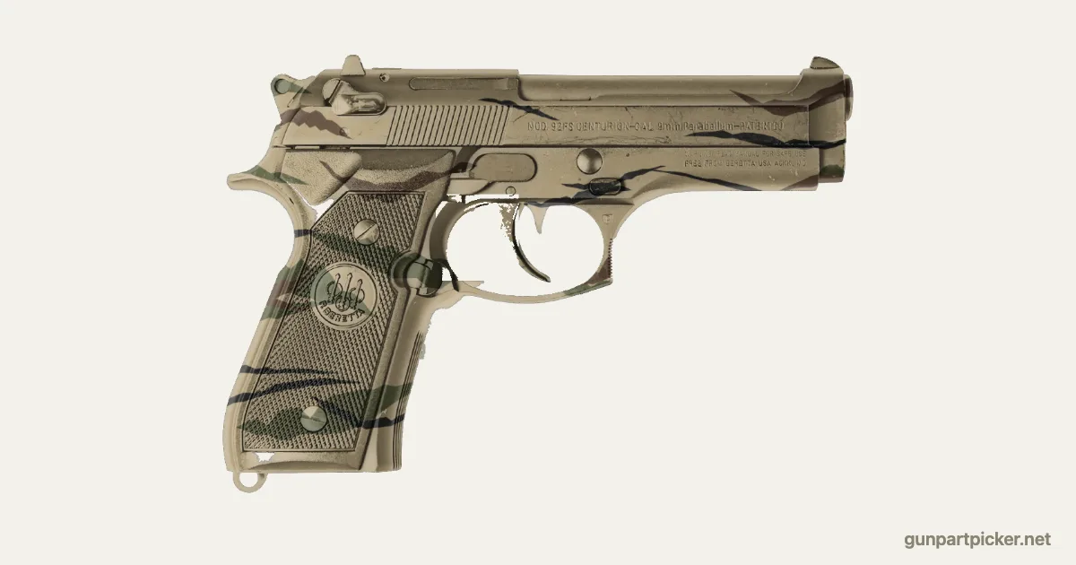 Rayas de tigre en aerosol para Beretta 92FS, pintado con colores de camuflaje Krylon