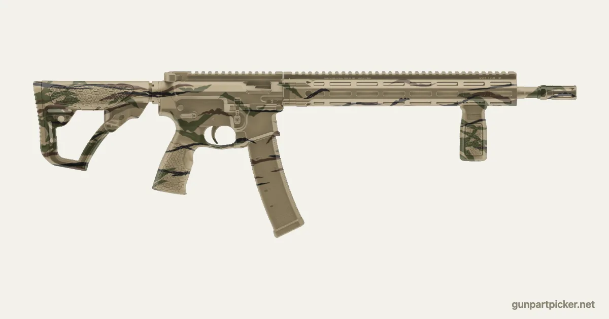Rattle can Tiger Stripe DD PCC 9mm paint job, painted in Krylon camo colors