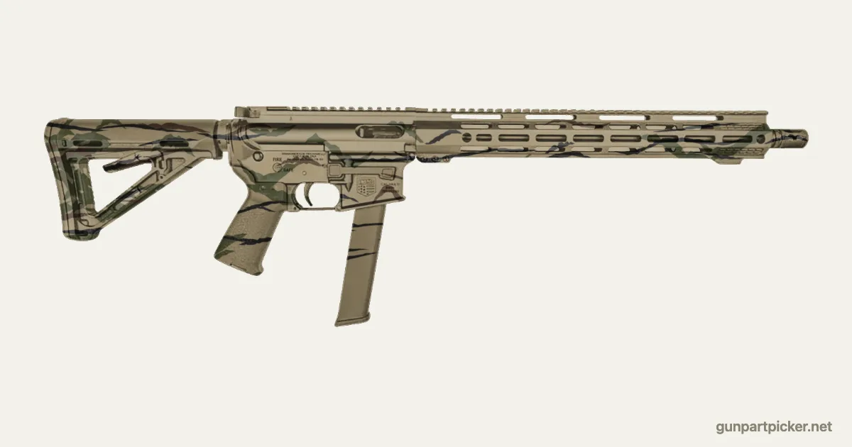 Rattle can Tiger Stripe DB15 9mm paint job, painted in Krylon camo colors