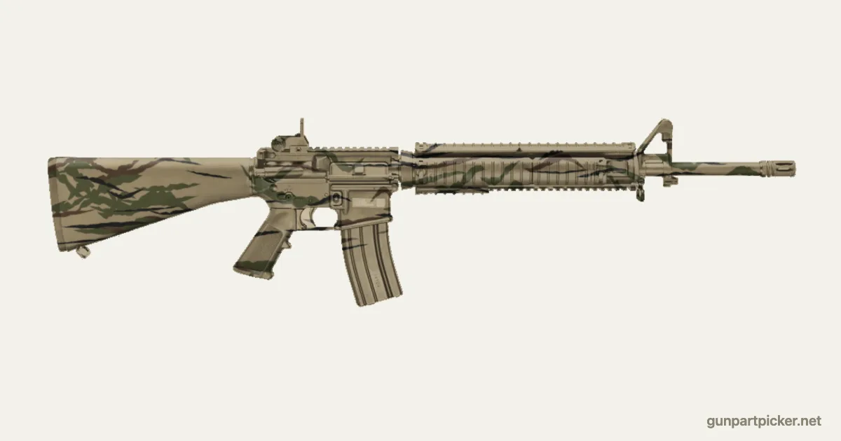Rayas de tigre en aerosol para FN 15 M16, pintado con colores de camuflaje Krylon