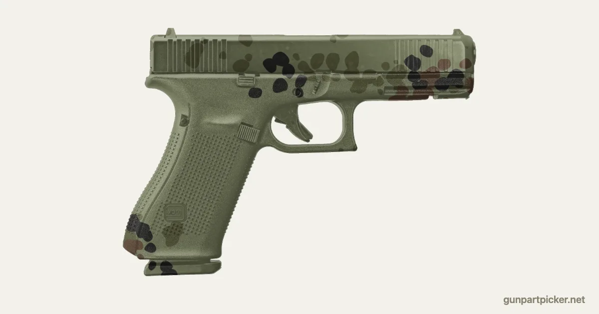 Puntos flecktarn en aerosol para Glock 17, pintado con colores de camuflaje Krylon