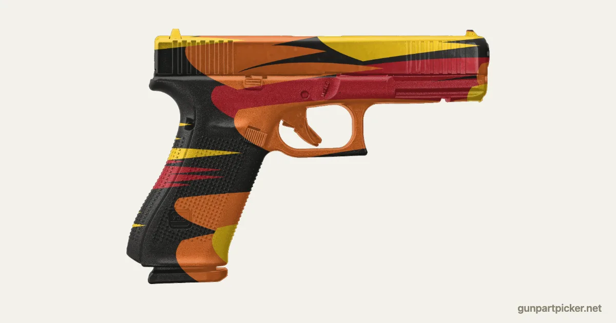 Hot Rod Flames en aerosol para Glock 17, camuflaje de Custom shop, pintado con colores de camuflaje Krylon