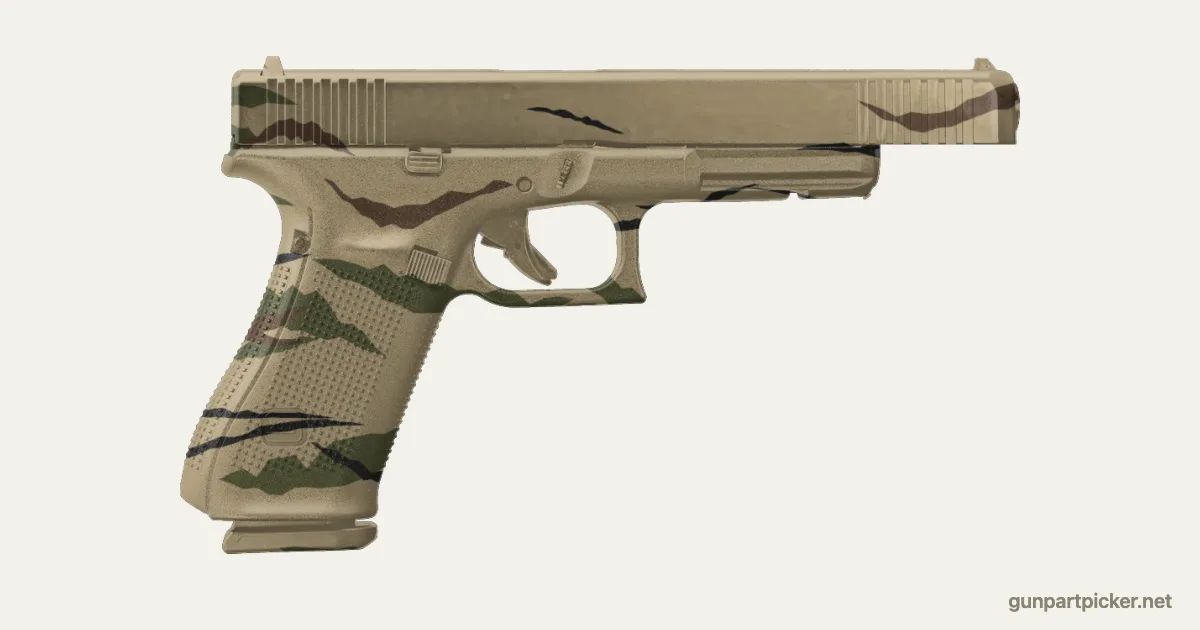 Rayas de tigre en aerosol para Glock 17L, pintado con colores de camuflaje Krylon