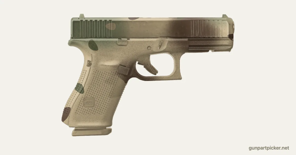 Multiterreno en aerosol para Glock 19, pintado con colores de camuflaje Krylon
