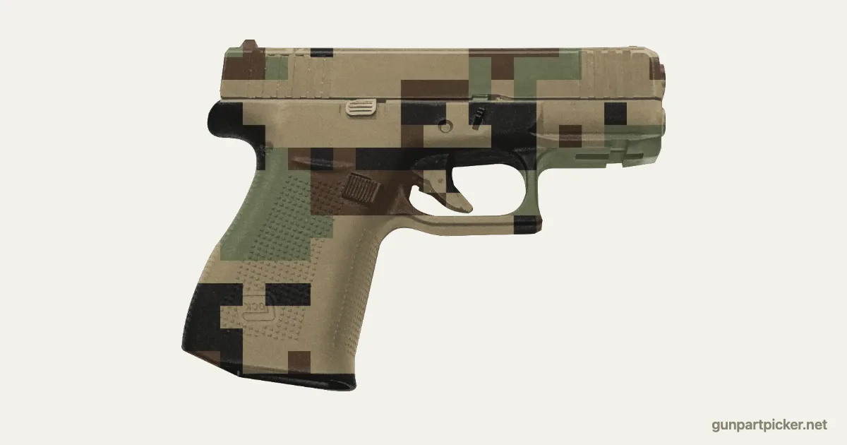 Digital boscoso en aerosol para Glock 43X, pintado con colores de camuflaje Krylon
