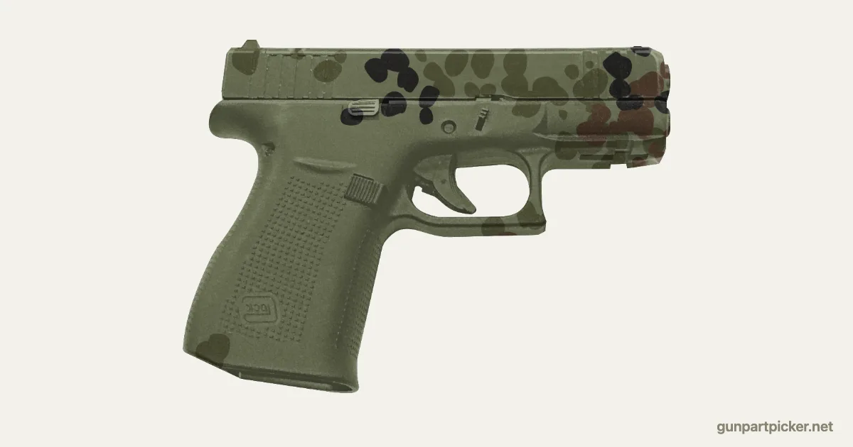 Puntos flecktarn en aerosol para Glock 43X, pintado con colores de camuflaje Krylon