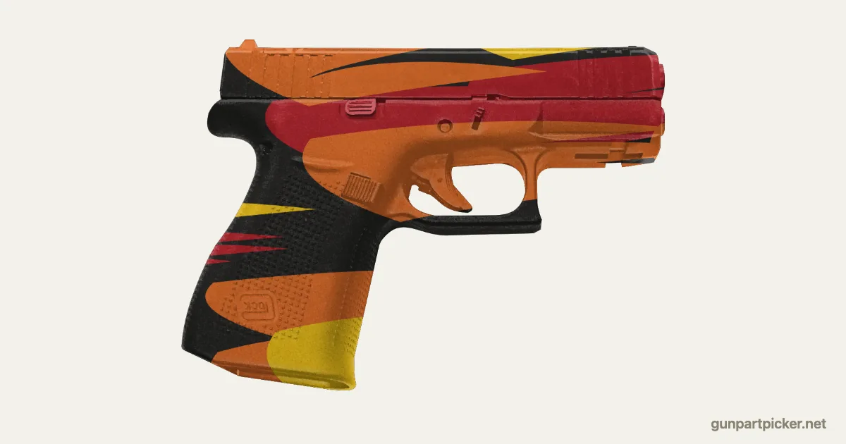Hot Rod Flames en aerosol para Glock 43X, camuflaje de Custom shop, pintado con colores de camuflaje Krylon