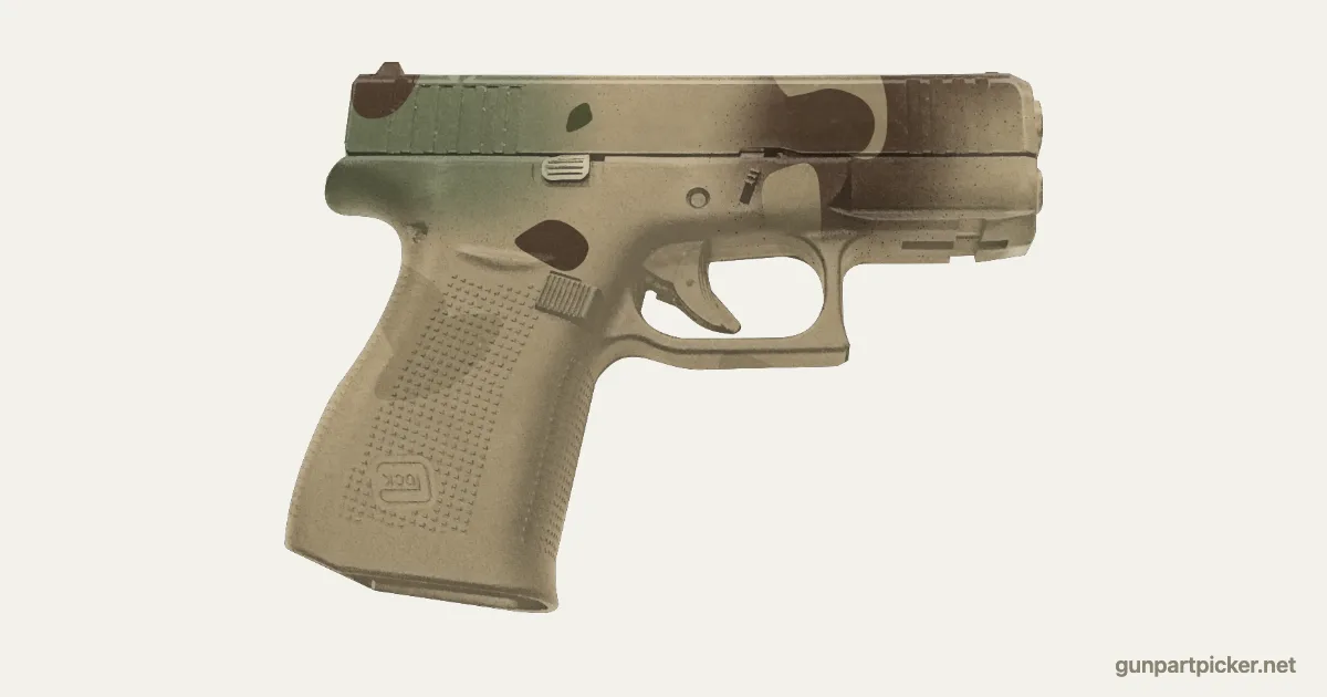 Multiterreno en aerosol para Glock 43X, pintado con colores de camuflaje Krylon