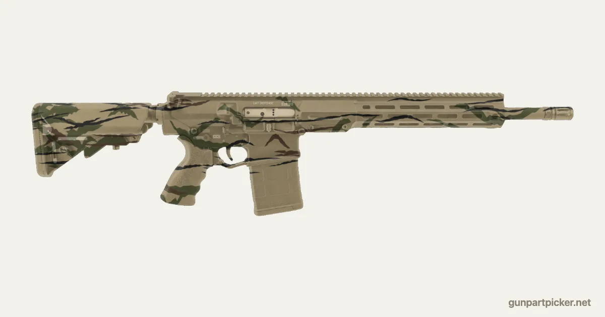 Rattle can Tiger Stripe LMT MARS-H .308 paint job, painted in Krylon camo colors