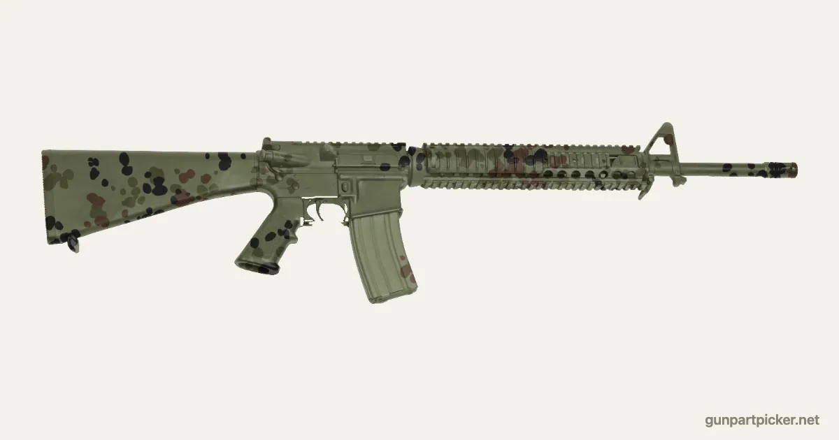 Puntos flecktarn en aerosol para M16A4, pintado con colores de camuflaje Krylon